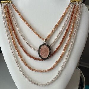 Upcycled Elegant Multi-Strand Beaded Necklace with Pendant